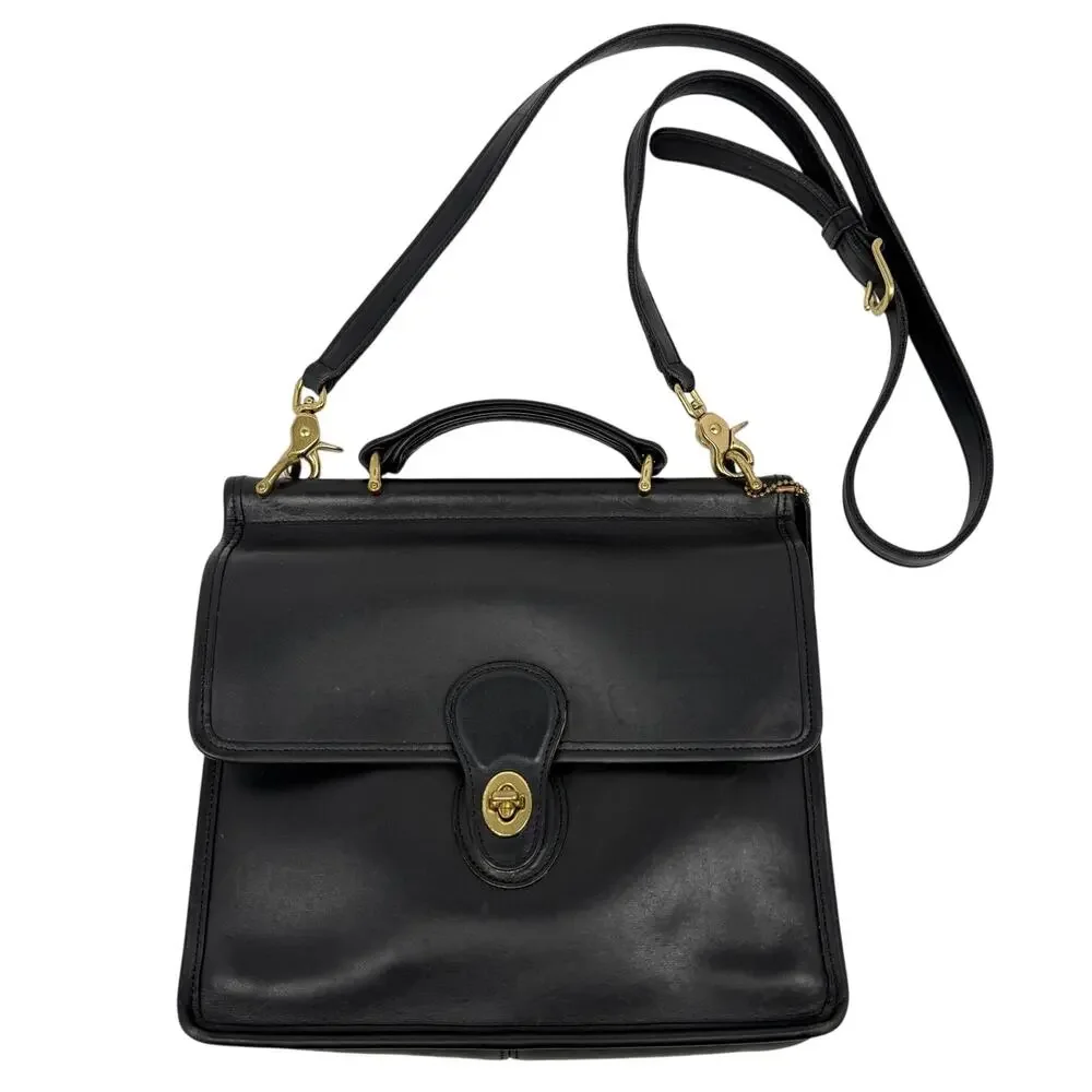 Vtg Coach Willis Satchel Bag 9927 Black Leather Crossbody 90s Preppy Minimal
